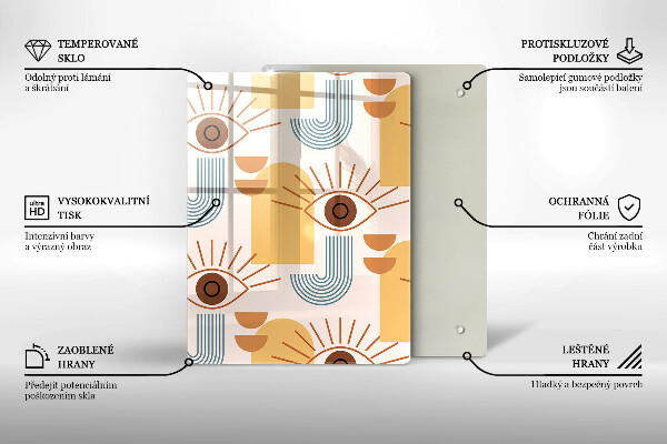 Üveg vágódeszka Boho szem minta