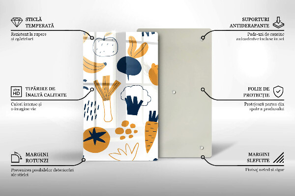 Üveg vágódeszka Élelmiszer illusztráció