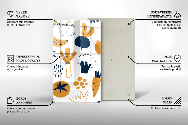 Üveg vágódeszka Élelmiszer illusztráció