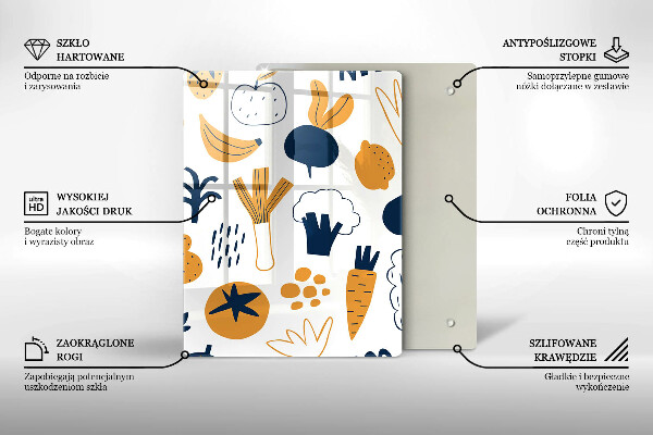 Üveg vágódeszka Élelmiszer illusztráció