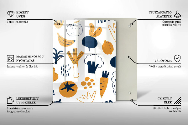 Üveg vágódeszka Élelmiszer illusztráció