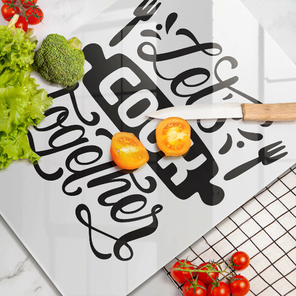 Üveg vágódeszka Let's cook together