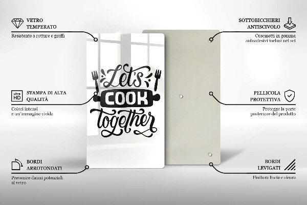 Üveg vágódeszka Let's cook together