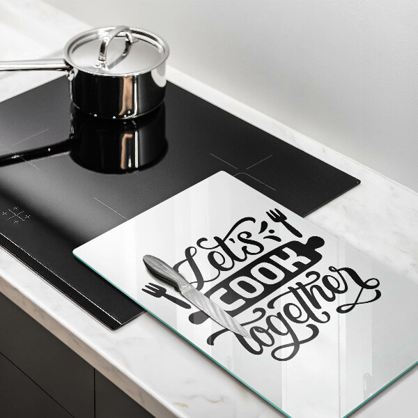 Üveg vágódeszka Let's cook together