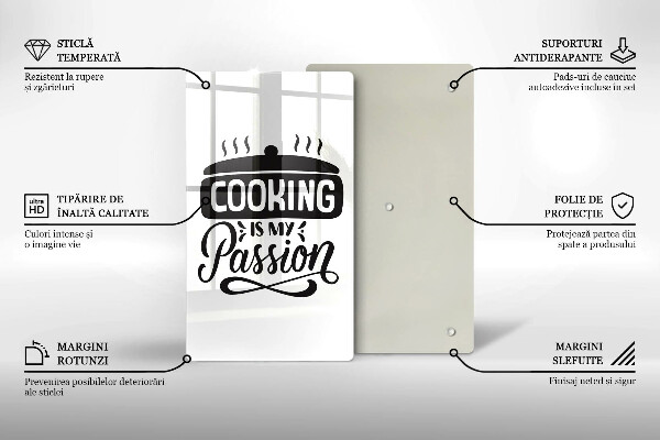 Üveg vágódeszka Cooking is my passion