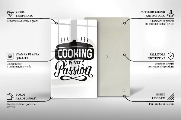 Üveg vágódeszka Cooking is my passion