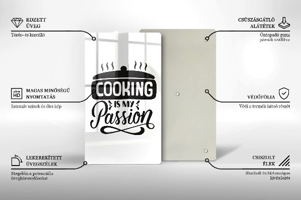 Üveg vágódeszka Cooking is my passion
