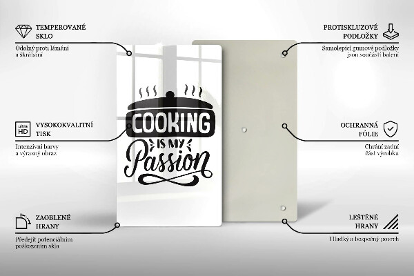 Üveg vágódeszka Cooking is my passion