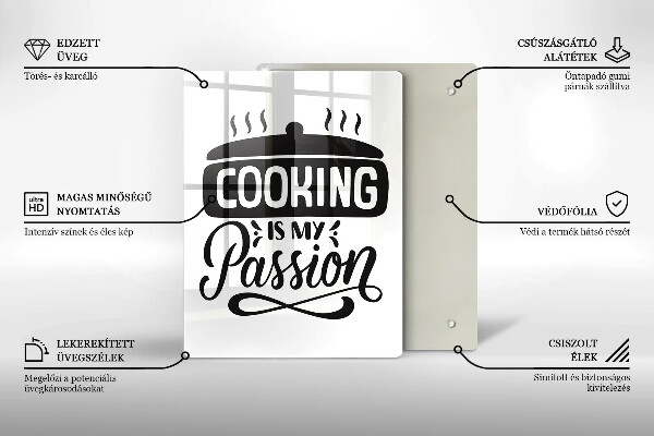 Üveg vágódeszka Cooking is my passion