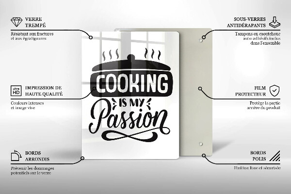 Üveg vágódeszka Cooking is my passion