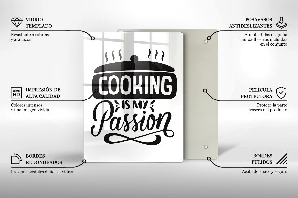 Üveg vágódeszka Cooking is my passion
