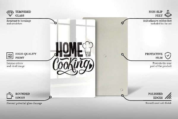 Üveg vágódeszka Home cooking