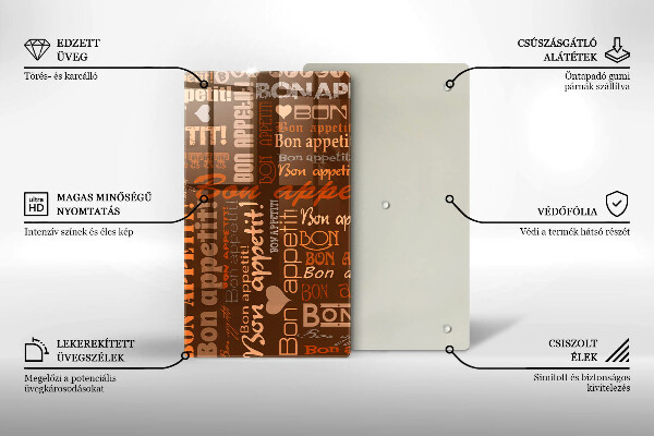 Üveg vágódeszka Bon appetit