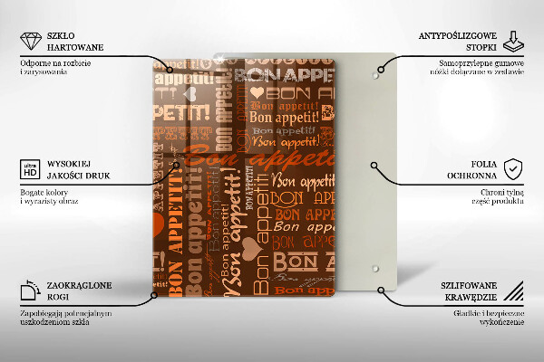 Üveg vágódeszka Bon appetit