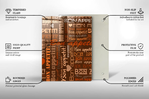 Üveg vágódeszka Bon appetit