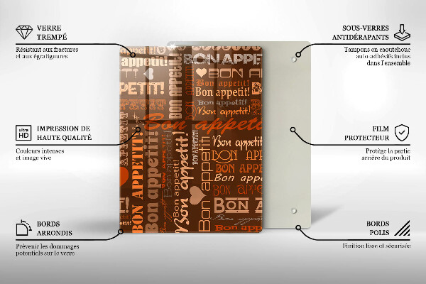 Üveg vágódeszka Bon appetit