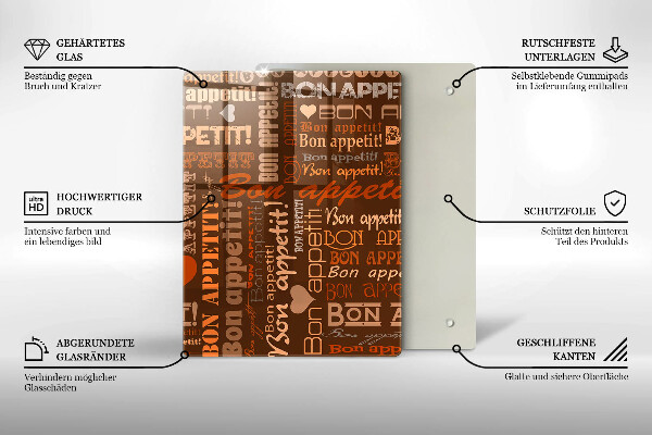 Üveg vágódeszka Bon appetit