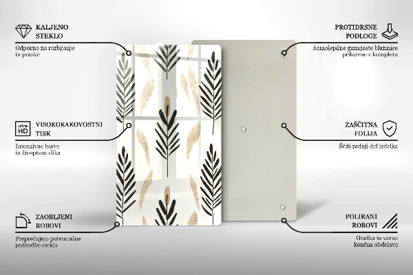 Üveg vágódeszka Boho növények