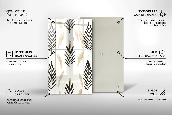 Üveg vágódeszka Boho növények