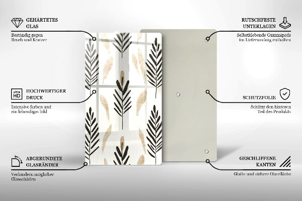 Üveg vágódeszka Boho növények