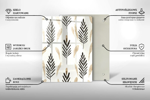 Üveg vágódeszka Boho növények