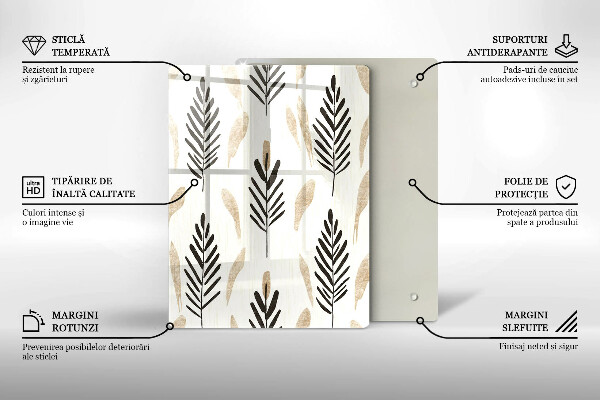 Üveg vágódeszka Boho növények