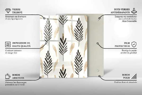 Üveg vágódeszka Boho növények