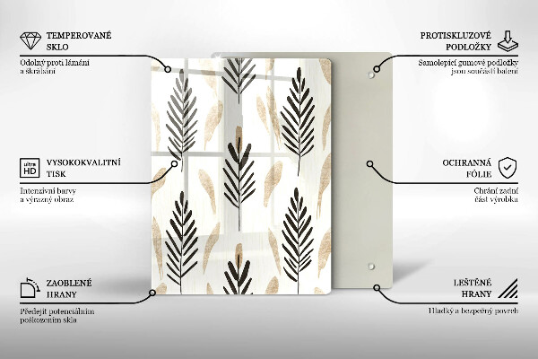 Üveg vágódeszka Boho növények