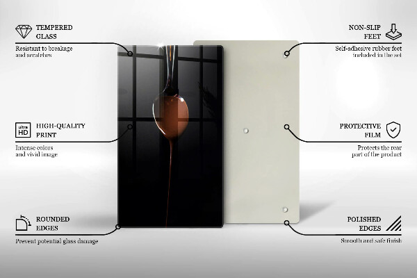 Üveg vágódeszka Egy kanál csokoládé