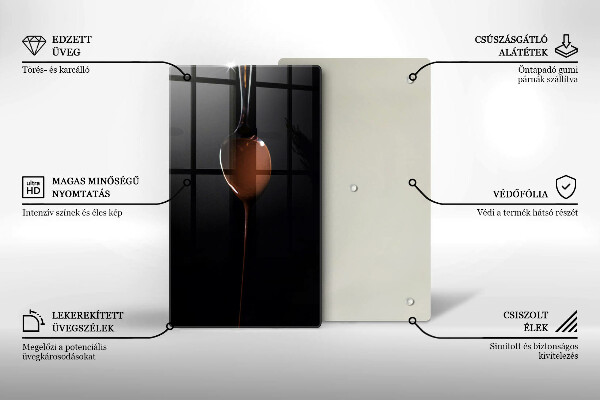 Üveg vágódeszka Egy kanál csokoládé