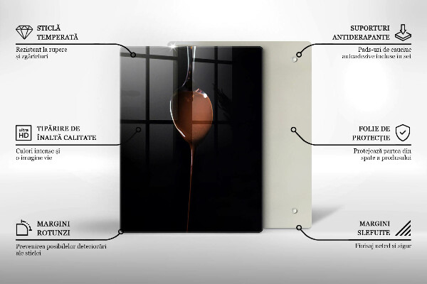 Üveg vágódeszka Egy kanál csokoládé