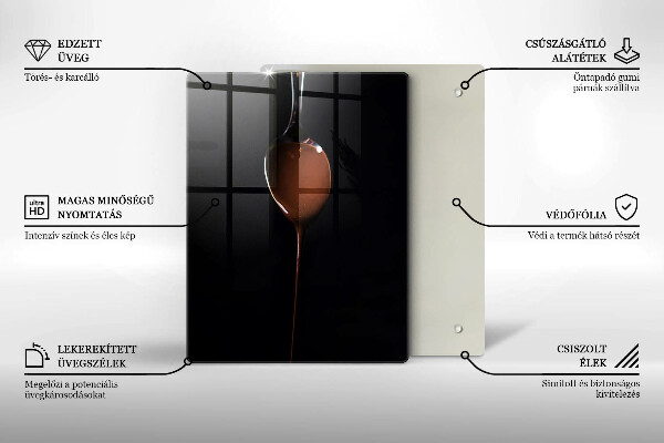 Üveg vágódeszka Egy kanál csokoládé