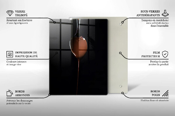 Üveg vágódeszka Egy kanál csokoládé