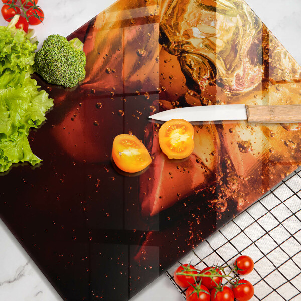 Üveg vágódeszka Cola ital jéggel