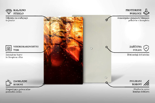 Üveg vágódeszka Cola ital jéggel