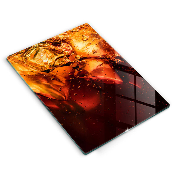 Üveg vágódeszka Cola ital jéggel