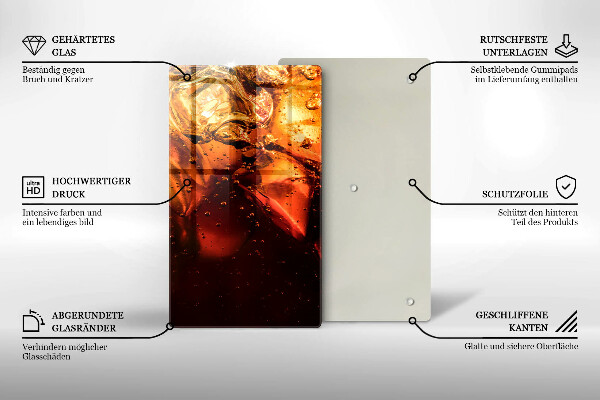 Üveg vágódeszka Cola ital jéggel