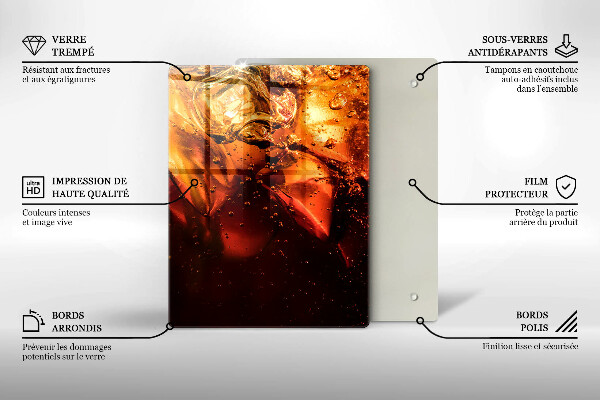 Üveg vágódeszka Cola ital jéggel