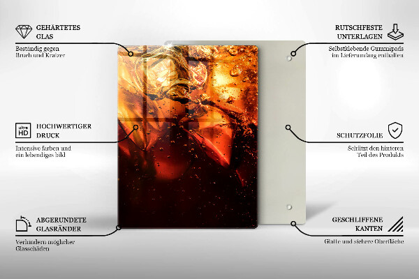 Üveg vágódeszka Cola ital jéggel