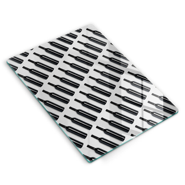 Üveg vágódeszka Fekete borosüvegek