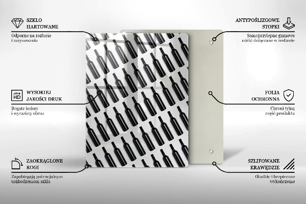 Üveg vágódeszka Fekete borosüvegek