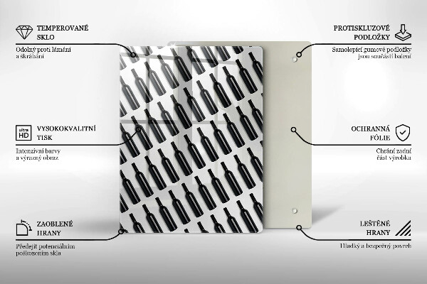 Üveg vágódeszka Fekete borosüvegek