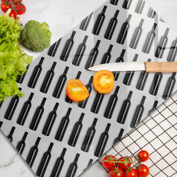 Üveg vágódeszka Fekete borosüvegek