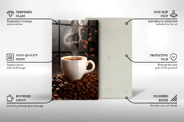 Üveg vágódeszka Forró csésze kávé