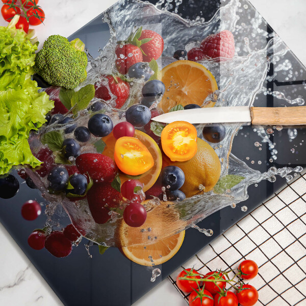 Üveg vágódeszka Gyümölcsök vízben