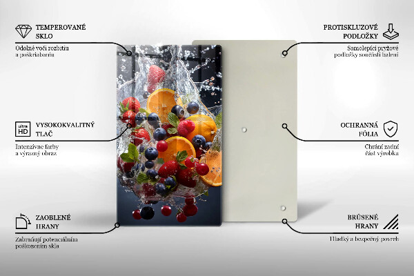 Üveg vágódeszka Gyümölcsök vízben