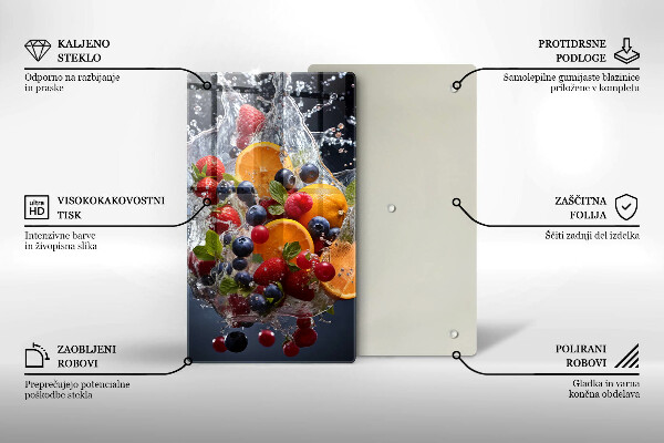 Üveg vágódeszka Gyümölcsök vízben