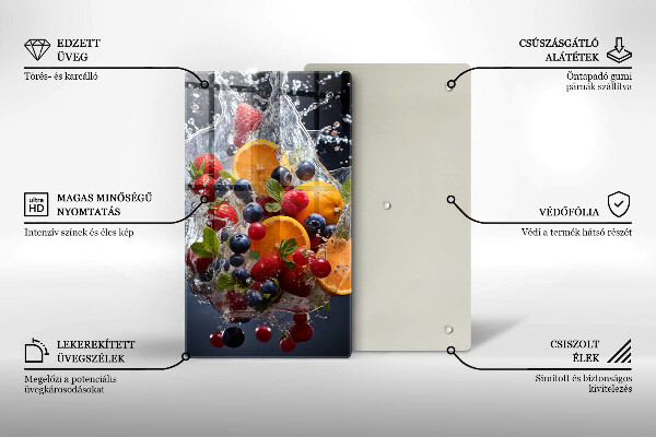 Üveg vágódeszka Gyümölcsök vízben