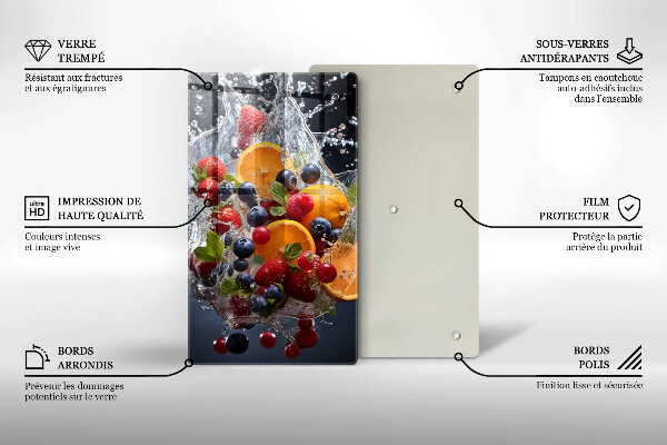 Üveg vágódeszka Gyümölcsök vízben