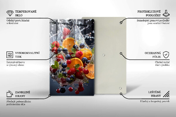 Üveg vágódeszka Gyümölcsök vízben